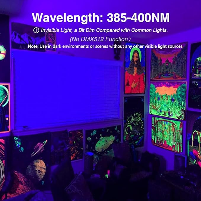 Onforu 2 Pack 60W LED Black Lights, Blacklight Flood Light with Plug, IP66 Waterproof Black Lights for Dance Party, Glow in The Dark, Halloween, Body Paint, Fluorescent Poster, Neon Glow