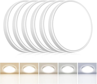hepside 6PACK Flush Mount LED Ceiling Light Fixture 5CCT 9Inch 18W & 200W Equivalent Closet Light Fixture,Small Round Slim Surface Ceiling Lamp for Hallway,Bathroom,Bedroom,Kitchen,Interior