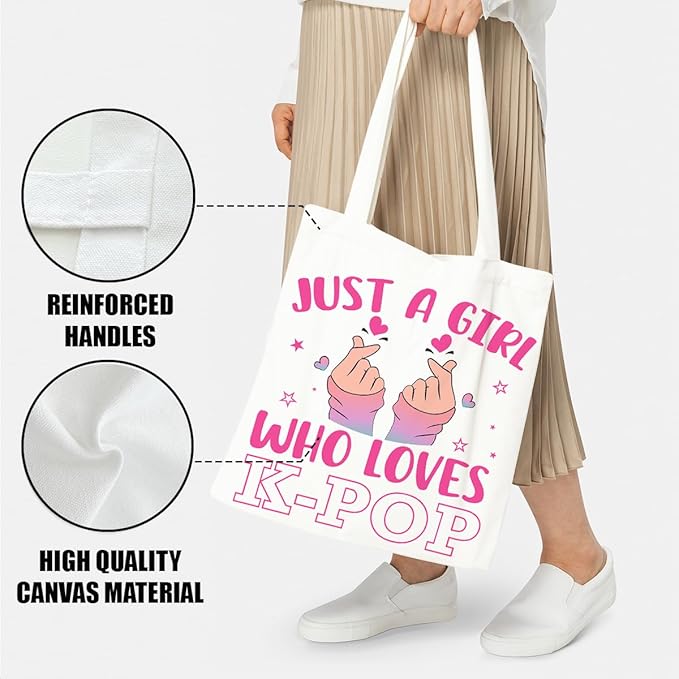 K-Pop Gift Tote Bag for Kpop Music Lover Korean Drama Canvas Tote Bag Gift for K-Pop Lover, Double-Sided Print Bags