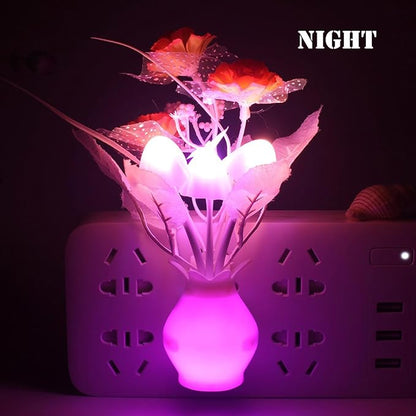 4 Pack Mushroom Night Light, Red Rose Tulip Flowers Plants Plug-in Mushrooms Colors Changing Nightlight Colorful LED Wall Lamp Little Night Lights for Bathroom Bedroom Kitchen Living Room