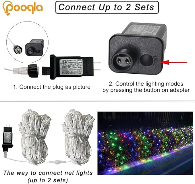Colorful Net Lights, 360 LED Outdoor Christmas Net Mesh Lights for Bushes 21x5 ft, 8 Modes Waterproof Twinkle String Lights Connectable for Christmas Hedge Yard Garden Party Decor
