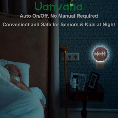 Night Lights Plug into Wall American Football Laces Close Up Night Light Dusk to Dawn Sensor LED Lighting for Bedroom Bathroom Living Room, 0.5W Sleep Friendly