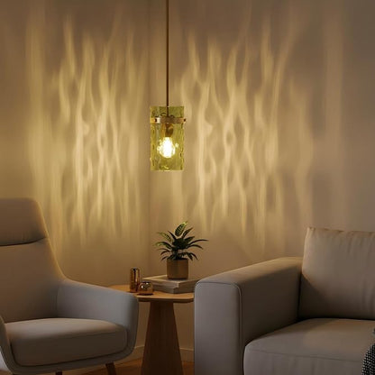 Modern Olive Green Wavy Glass Pendant Light 2 Pack - Adjustable E26 Hanging Lamp for Kitchen Island & Dining Room