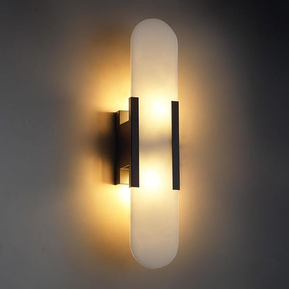 Alabaster Wall Sconces, 19.7in Wall Sconce, Natural Marble Wall Sconces Wall Lighting, Wall Light Fixtures for Bedroom Living Room Stairs Vanity Hallway Bedside (Bulb Included)
