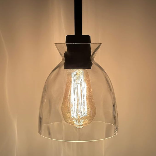 Pendant Light Over Sink with Industrial Hammered Glass Farmhouse Hanging Ceiling Light Adjustable Cord for Kitchen Island Dining Table
