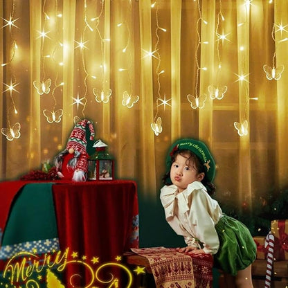 Butterfly Curtain Fairy String Lights, 120LED 8 Modes USB Powered Timer Firefly Twinkle Light with Romote, 14.7FT Copper Wire Hanging Decoration for Room, Wedding, Bedroom, Party, Christmas Decor