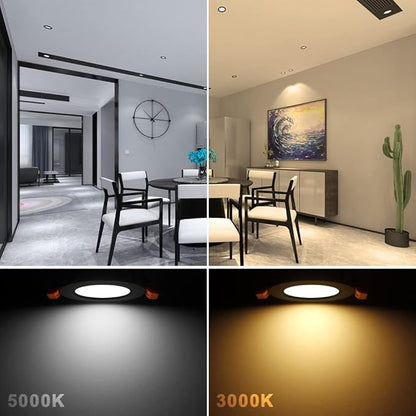 2 Inch LED Downlight, 3W Recessed Lighting Dimmable Ceiling Light Kit, 5000K Daylight White, CRI80 Black Recessed Lights with LED Driver(35W Halogen Equivalent), 6 Pack