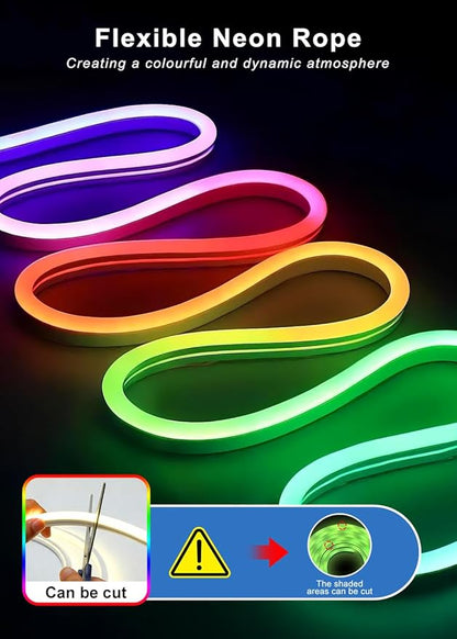 32.8FT Neon Rope Lights,Flexible RGB+IC LED Strip Lights,Remote Control,Multiple Modes,for Living Room,Bedroom,Holiday Decoration