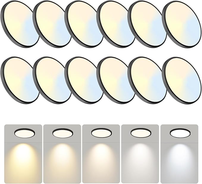 WKONCLDY 7.5Inch LED Ceiling Lights, 5 Colors Selectable (3000K/3500K/4500K/5000K/6000K) Flush Mount Ceiling Lights, Ultra Thin LED Ceiling Light Fixtures 0.87Inch for Living Room