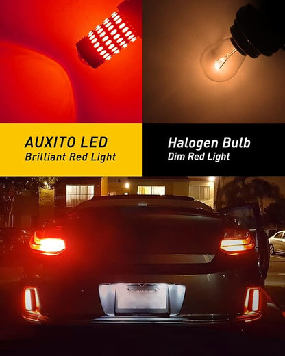 AUXITO Upgraded 3157 LED Bulbs Red, Super Bright 3056 3156 3057 4157 LED Bulbs with Projector for Brake Lights Tail Lights Stop Turn Signal Reverse Back Up Parking License Plate Lights