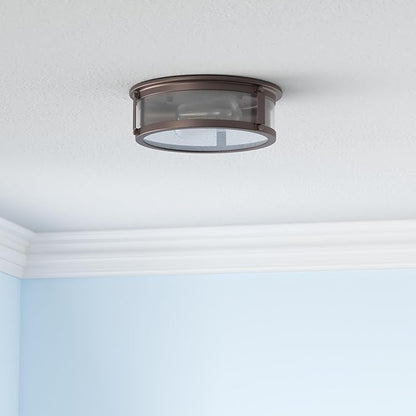 Industrial Flush Mount Light Fixture, 2-Light Farmhouse Ceiling Lights for Hallway,Kitchen,Stairways,Bedroom,Oil Rubbed Bronze Finish 2PK