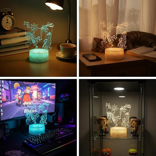 3D Illusion Night Light LED Lamp with Remote Control 16 Color Changing Visual Bedroom Decoration (Dance ms)