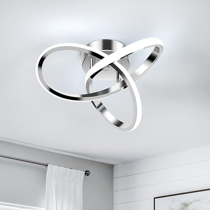Goeco Modern LED Ceiling Light, 9.8'' 6500K Semi Flush Cool White Design for Bedroom, Corridor, Bathroom, Office, Kitchen, Laundry Room