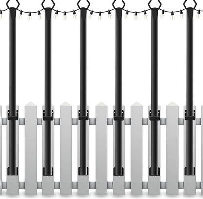 Mutovlin 6 Pack String Light Poles,5 Ft Light Poles for Outside String Lights,Outdoor Lights Pole with Fork,Metal Poles Stand for Patio Deck Backyard