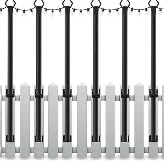 Mutovlin 6 Pack String Light Poles,5 Ft Light Poles for Outside String Lights,Outdoor Lights Pole with Fork,Metal Poles Stand for Patio Deck Backyard
