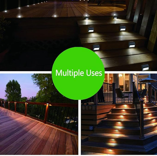 Solar Fence Lights, Waterproof Solar Outdoor Lights for Stairs Decks Steps Fences Patio Yard, LED Wall Sconce (Cool White/4 Pack)