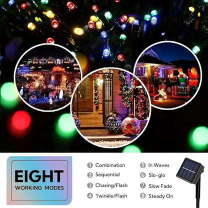 2 Pack Solar String Lights Outdoor, Total 100 LED Each 20Ft with 8 Lighting Modes for Yard, Fence,Balcony, Party,Christmas Tree Decorations (Mulit-Color Light)