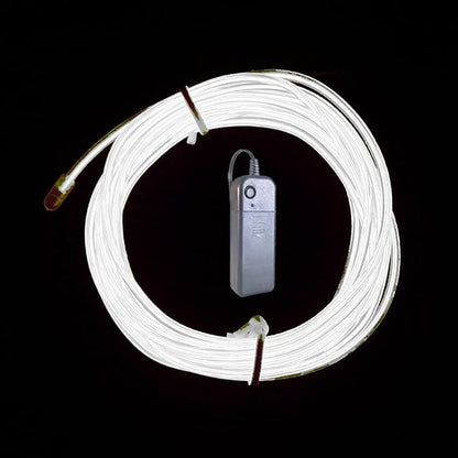 3m White neon Wire Flash Electroluminescence, Cutting El Wire,Used for DIY Design, Various Holiday Party Decoration. (White, 3m)