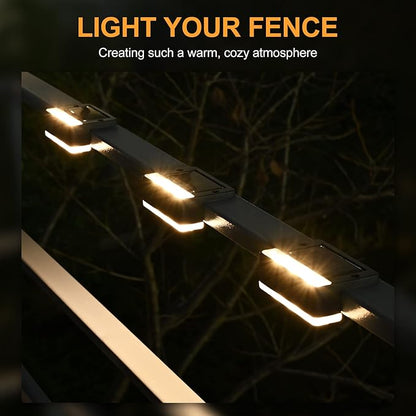 SOLPEX Solar Fence Lights, 6 LEDs Solar Lights Outdoor Waterproof Solar Powered for Deck, Stair, Front Porch, Balcony, Walkway, Garden, Yard, Patio, Pool Decor, IP65 Waterproof (4 Pack, Warm White)