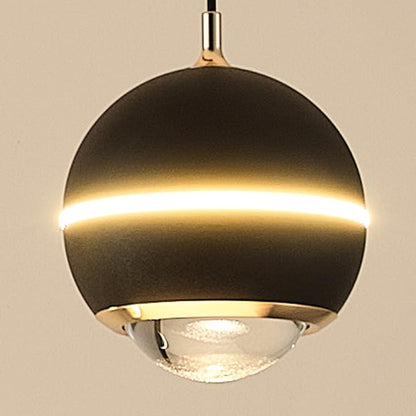 ORANOOR Modern LED Pendant Lights, Dimmable 36in Crystal Globe LED Chandelier Lighting, Black & Gold Dining Room Hanging Light Fixtures Kitchen Island Linear Pendant Light for Dining Table (3500lm)