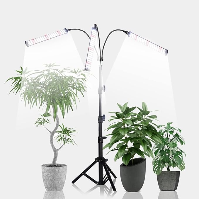 Grow Light with Stand,150W 252 LEDs 6000K Full Spectrum White Floor Lamp UV Plant Lights for Indoor Plants,5 Dimmable Levels & Auto On/Off Timer 4 8 12 Hrs