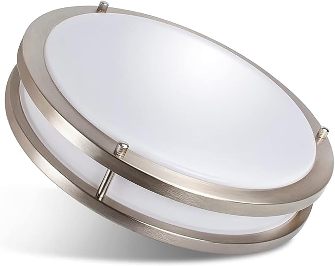 Drosbey 42W Dimmable LED Ceiling Light Fixture, Flush Mount Light Fixture for Kitchen, Bathroom, Bedroom, Garage, 4200 Lumens, 500W Equivalent, Daylight 5000K, Brushed Nickel