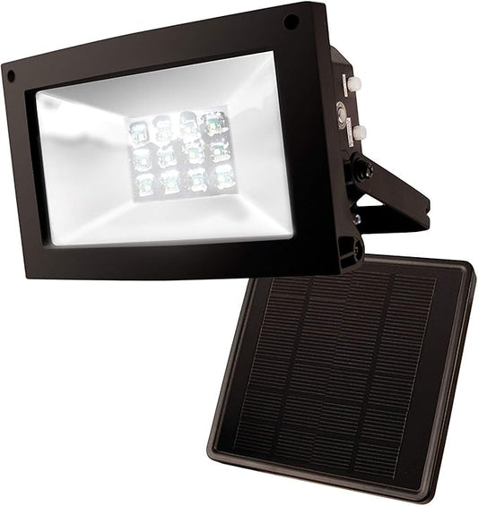 Maxsa 40329 80LM 12 LED Solar-Powered 10 Hour Flood Light, Weatherproof and Dark Sky Compatible, 8.5” x 7.5” x 4.5”, Black