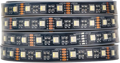 BTF-LIGHTING RGBW LED Strip Lights,UL Listed,5050 4 Colors in 1 RGB + 6000K-7000K Cool White,12V DC,16.4ft/5m 60LEDs/m 12mm Black PCB, IP67 Waterproof for Home Decoration(No Adapter or Controller)