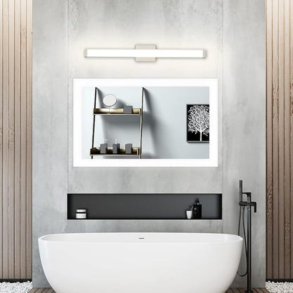 Bathroom Vanity Light Brushed Nickel Square LED 24 inch 14W 4000K Natural White Light Wall Bar Lighting Fixtures Over Mirror (Brushed Nickel, 33.5 inch)