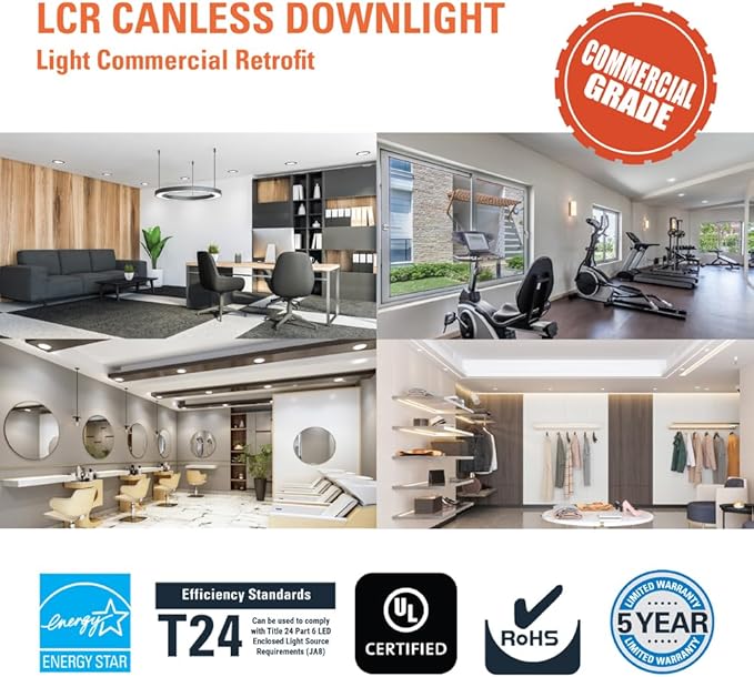 HALO LCR 4 in Canless LED Recessed Light, 14W, Dimmable, 1300 Lumens, 6 Selectable CCT 2700K-6500K, Wet Location, IC Rated Indoor Outdoor Ceiling Downlight, Matte White - LCR412RD9FSE020