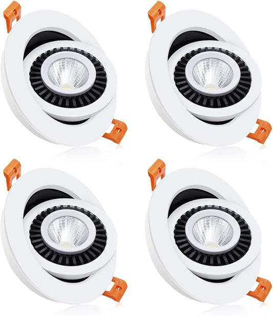 3.5 Inch Eyeball Gimbal LED Recessed Lighting Dimmable Downlight, 7W (70W Halogen Equivalent) Adjustable Spotlight, 3000K Warm White, CRI80, Ceiling Light with LED Driver (4 Pack)