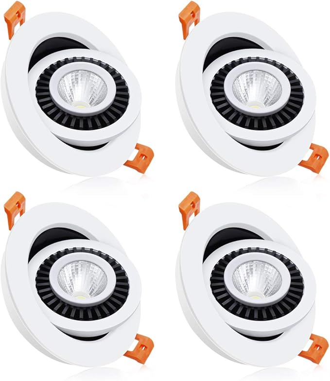 3.5 Inch Eyeball Gimbal LED Recessed Lighting Dimmable Downlight, 7W (70W Halogen Equivalent) Adjustable Spotlight, 4000K Natural White, CRI80, Ceiling Light with LED Driver (4 Pack)