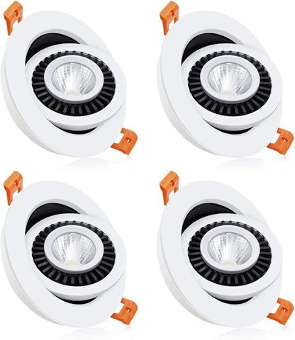 3.5 Inch Eyeball Gimbal LED Recessed Lighting Dimmable Downlight, 7W (70W Halogen Equivalent) Adjustable Spotlight, 4000K Natural White, CRI80, Ceiling Light with LED Driver (4 Pack)