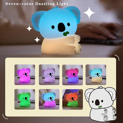 Cute Koala Night Light, LED Squishy Night Lamp, 7 Colors Dimmable Timer Nursery Nightlight for Kids, Rechargeable Touch Lamp, Dorm Decor, Kids Funny Gifts(Koala)