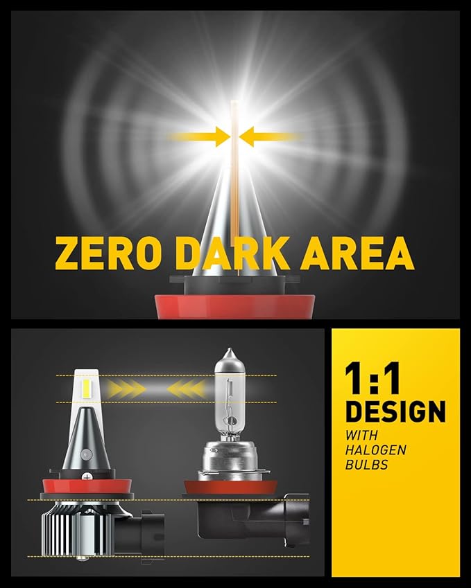 AUXITO H11 H8 H16 LED Fog Light Bulb, 400% Brightness Super Bright, 6500K Cool White, Plug and Play, Fanless H11 Halogen Replacement Fog lights DRL Bulbs for Vehicle, Pack of 2