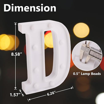 LED Marquee Sign Light Up Letters, Alphabet Light Up Sign, Battery Powered LED Letter Lights for Night Light, Wedding, Birthday, Party, Christmas or Home Decor (D)
