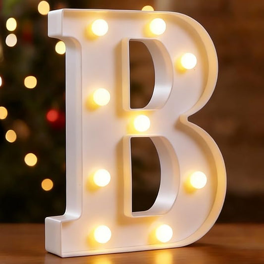Small Led Marquee Letters, Light Up Letters, 8.58 Inch Led Letter Lights, Battery Powered Lighted Sign for Table, Party, Birthday, Christmas Decor (Letter B)