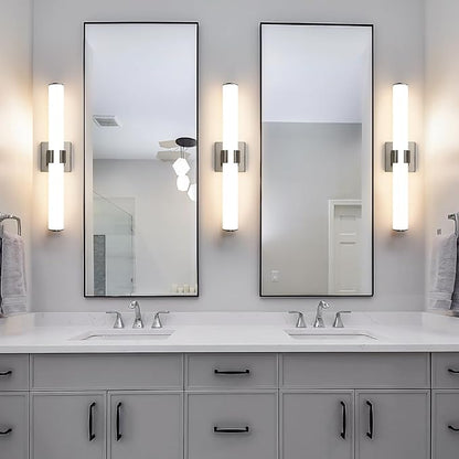 AIJIASI Brushed Nickel Vanity Lights for Bathroom - 22 Inch Bathroom Light Fixtures Over Mirror with Acrylic Shade, 18W LED Modern Vanity Lighting Fixtures Wall Sconce 3000K