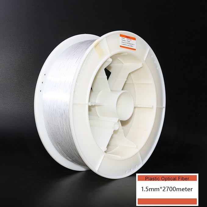 AZIMOM PMMA 0.03in(0.75mm) 8858ft(2700Meter) Plastic End Glow Fiber Optic Roll Cable for Fiber Optic Starlight Kits Project Twinkle Star Sky Ceiling Headliner Decor