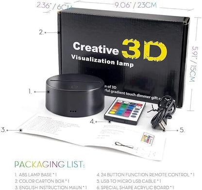 3D Illusion Night Light for Kids 7 Colors with Remote-Led Table Lamp-Bedroom Kids Night Light
