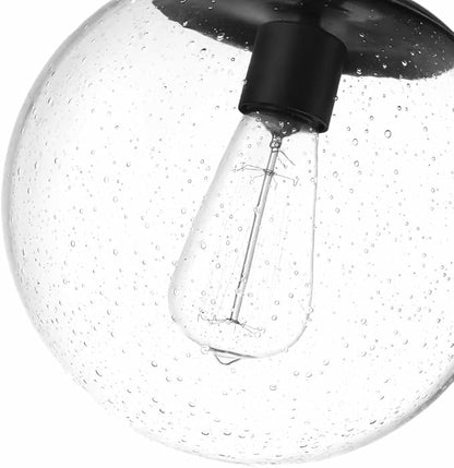 Design House Gracelyn 1-Light Dimmable Semi-Flush Ceiling Light, Clear Seedy Glass, Matte Black, 588517
