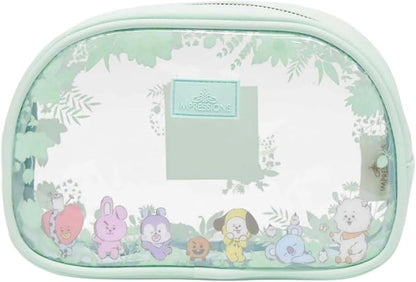 Impressions Vanity BT21 3-PC. Makeup Bag Set with Large, Medium, and Small Pouches, Makeup Organization with Inner Slip Pocket, Clear PVC Material, Travel Cosmetic Bag for Women's Daily Essentials