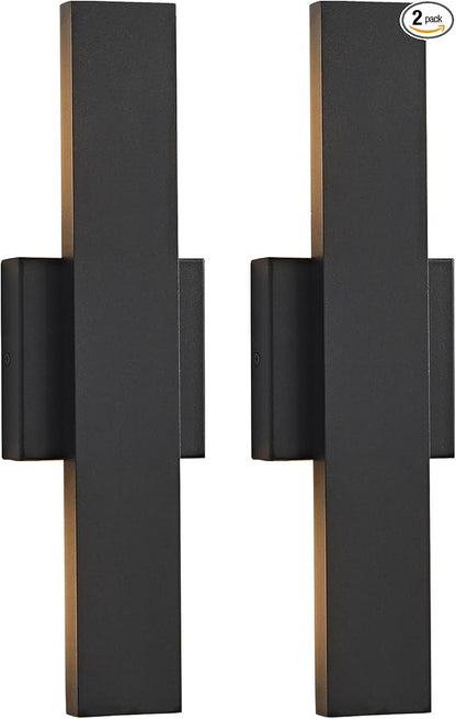 Outdoor Modern LED Wall Light Fixtures, Black Linear Exterior Wall Sconces 20W, Modern Porch Patio Light Fixture Waterproof Outdoor Wall Lights Outside Lights for House Garage Front Door Patio 2pack