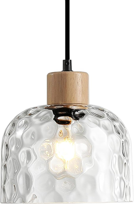 Modern Glass Pendant Light, 7.87“ Farmhouse Small Dome Hanging Lamp Shade, Mid Century Mini Ceiling Chandelier Lighting Fixture for Kitchen Island Laundry Room Bathroom Hallway Foyer
