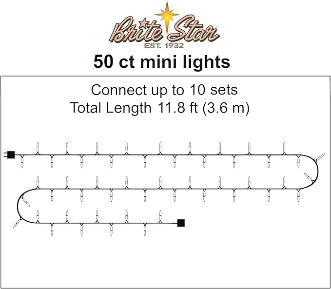 Brite Star 50 Lt String to String Lights, Clear, Green Wire