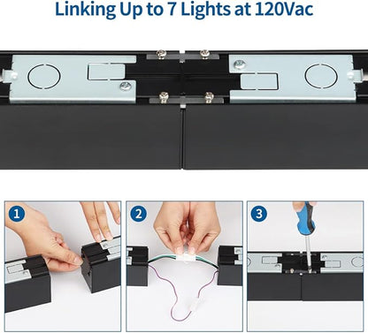 DAKASON 4FT Linkable LED Linear Light, 35W Down 15W Up Light, 3/4/5000K CCT Selectable, Dimmable Suspended Lighting for Billiard Pool Table, Commercial Linear Lighting Fixture for Office, 1Pack Black