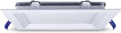Leviton 6 in. Square Baffle Slim Downlight, 1100 Lumens, 5 CCT Color Selectable 2700K-5000K, Dimmable, DBS60-S1W, White