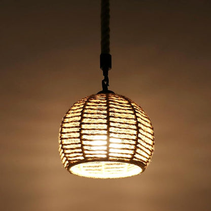 Kawell Indoor Hemp Rope Pendant Light Fixtures Height Adjustable Hanging Light Fixtures E26 Base Vintage Ceiling Chandelier Hardwired for Farmhouse Bedroom Kitchen Dining Room Restaurant Bar Cafe