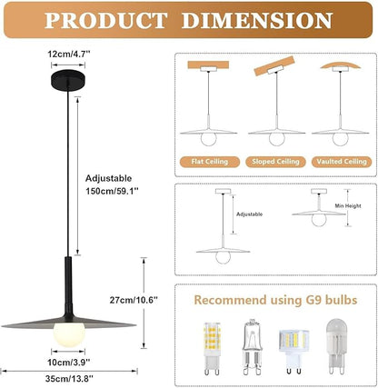 KCO Lighting Black Farmhouse Dome Pendant Light Retro Industrial Barn Pendant Lighting Modern Glass Globe Hanging Lamp Ceiling Light Kitchen Island Pendant Light Fixture (Black)
