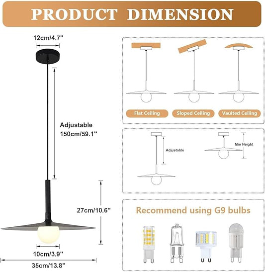 KCO Lighting Black Farmhouse Dome Pendant Light Retro Industrial Barn Pendant Lighting Modern Glass Globe Hanging Lamp Ceiling Light Kitchen Island Pendant Light Fixture (Black)